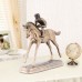 Resin cast copper crafts male knight figure sculpture ornaments horse racing running statue decoration gifts prizes souvenirs