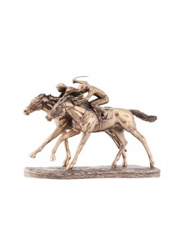 Artificial Nordic indoor horse figurines decoration crafts accessories two knight horse racing sculpture resin statue home decor